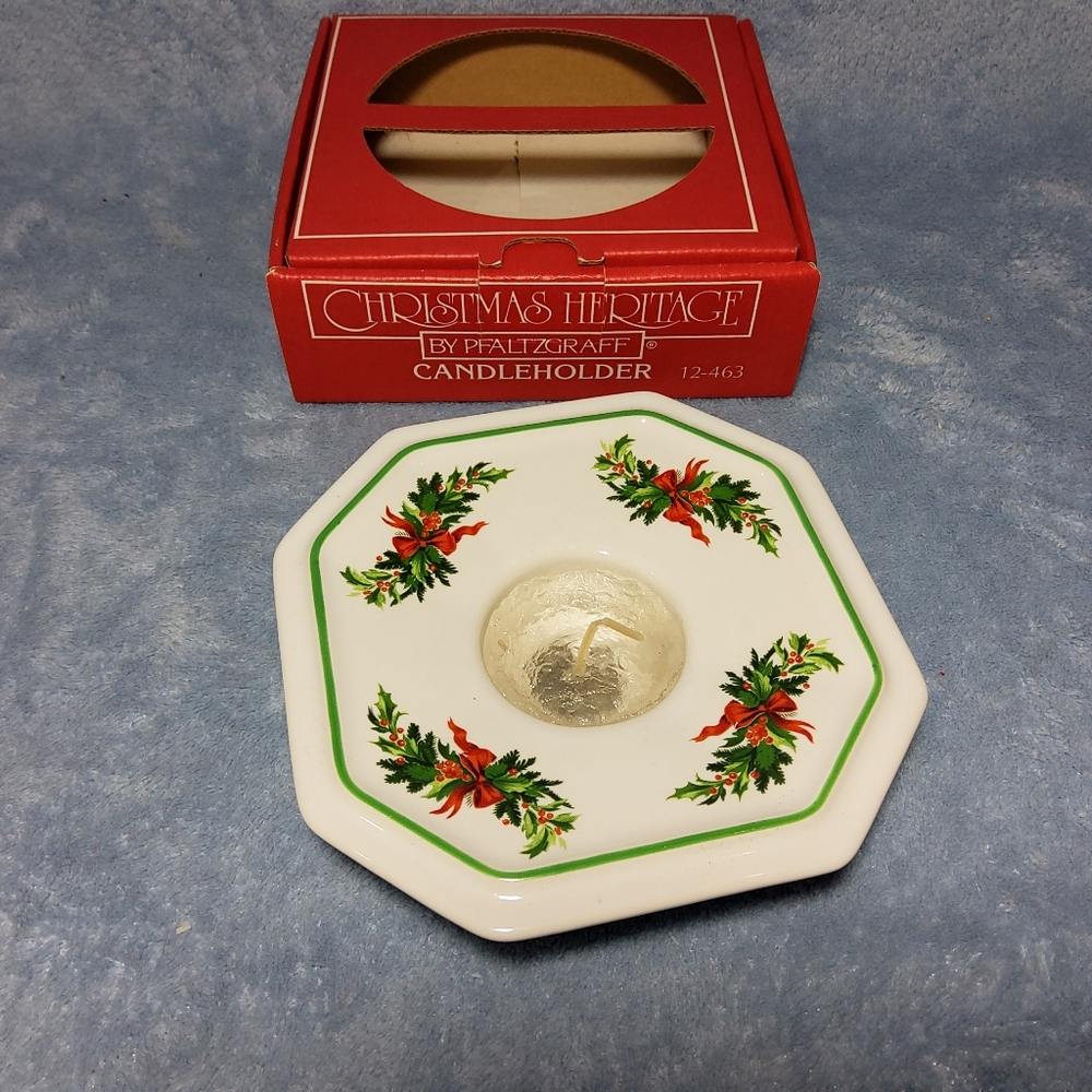 Christmas Heritage by Phaltzgraff Tealight Candleholder Traditional Holiday Deco